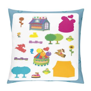 Personality  Cartoon Frame With Children Doing Different Activities Pillow Covers