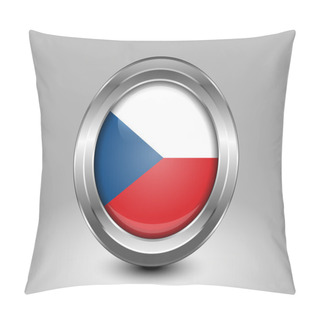 Personality  Flag Of Czech Republic. Metal Round Icon Pillow Covers