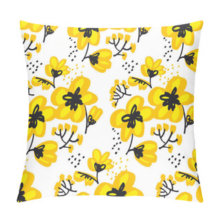 Personality  Blossom Seamless Pattern For Surface Design: Wrapping Paper, Background, Fabric. Abstract Hand Drawn Yellow Flower Vector Illustration.  Sketch Decorative Flowers   Pillow Covers