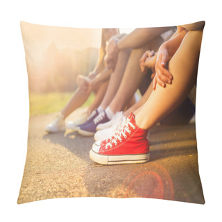 Personality  Boys And Girls Sitting On The Sidewalk Pillow Covers