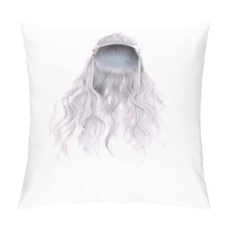 Personality  3d Render, 3d Illustration, Fantasy Long Wavy Hair On Isolated White Background Pillow Covers