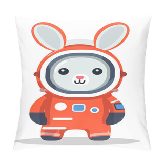 Personality  Cute Rabbit Orange Astronaut Suit, Animal Astronaut Cartoon Character. Adorable Space Bunny, Kids Space Theme Design Vector Illustration Pillow Covers