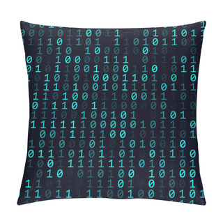 Personality  Futuristic Tech Background Cyan Filled Binary Background Small Sized Seamless Pattern Vibrant Pillow Covers