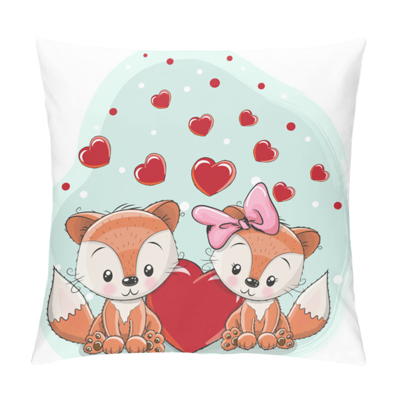 Personality  Two foxes with heart pillow covers
