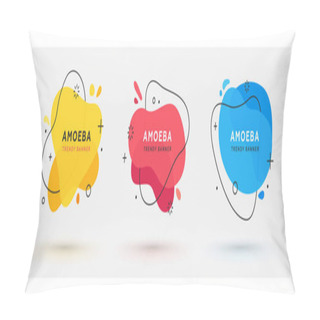 Personality  Set Of Modern Abstract Neon Banners With Flat Geometric Shapes Pillow Covers