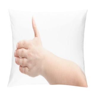 Personality  Panoramic Shot Of Man With Outstretched Hand Isolated On White  Pillow Covers