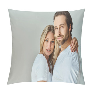 Personality  A Passionate Couple Posing Intimately, Embodying The Essence Of Romance And Connection. Pillow Covers