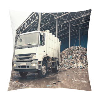 Personality  A Special Truck Unloads Waste. Transportation Of Waste. Technological Process. Recycling And Storage Of Waste For Further Disposal. Business For Sorting And Processing Of Waste. Pillow Covers