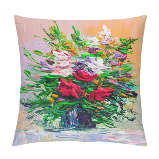 Personality  Oil Painting Flowers Pillow Covers