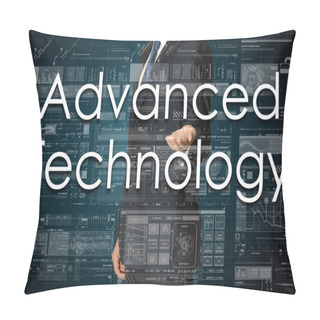 Personality  The Businessman Is Presenting The Business Text With The Hand: Advanced Technology Pillow Covers