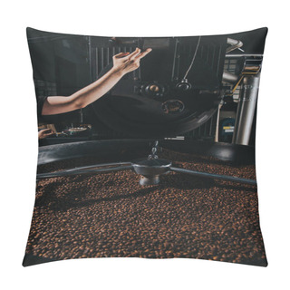 Personality  Male Hands Set Up Machine For Professional Coffee Production Pillow Covers