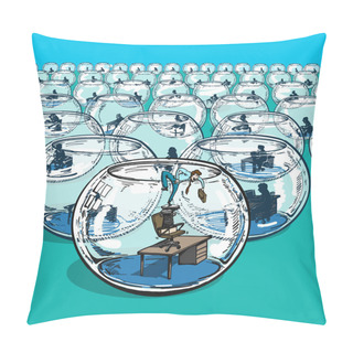 Personality  Businessman Escaping From Fishbowls Pillow Covers