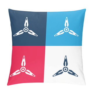 Personality  Blades Blue And Red Four Color Minimal Icon Set Pillow Covers