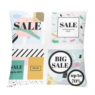 Personality  Artistic Vector Sale Banners In Trendy Memphis Style Pillow Covers