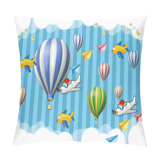 Personality  Kids Wallpaper Decoration For Wall Line Strips Ballon Clouds Children Pillow Covers