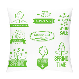 Personality  Vector Icons Of Green Nature Trees For Spring Sale Pillow Covers