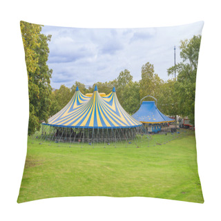 Personality  Huge Big Blue Top Circus Tent Built On Green Grass, Brussels, Belgium Pillow Covers
