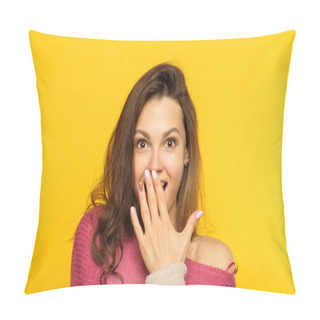 Personality  Surprised Astonished Girl Cover Mouth Reaction Pillow Covers