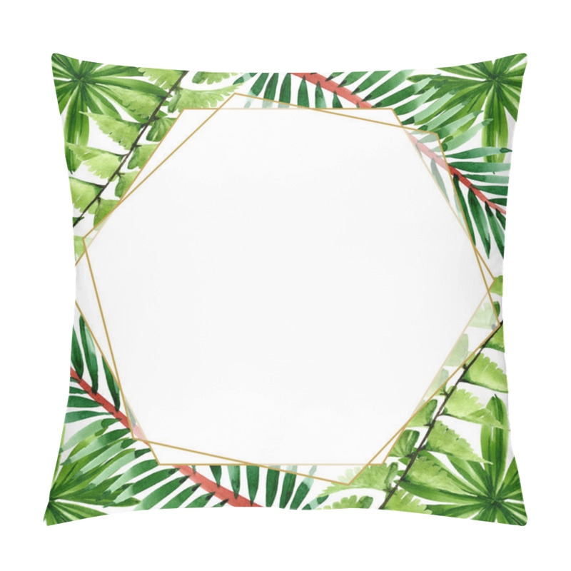Personality  Palm beach tree leaves jungle botanical. Watercolor background illustration set. Frame border ornament square. pillow covers