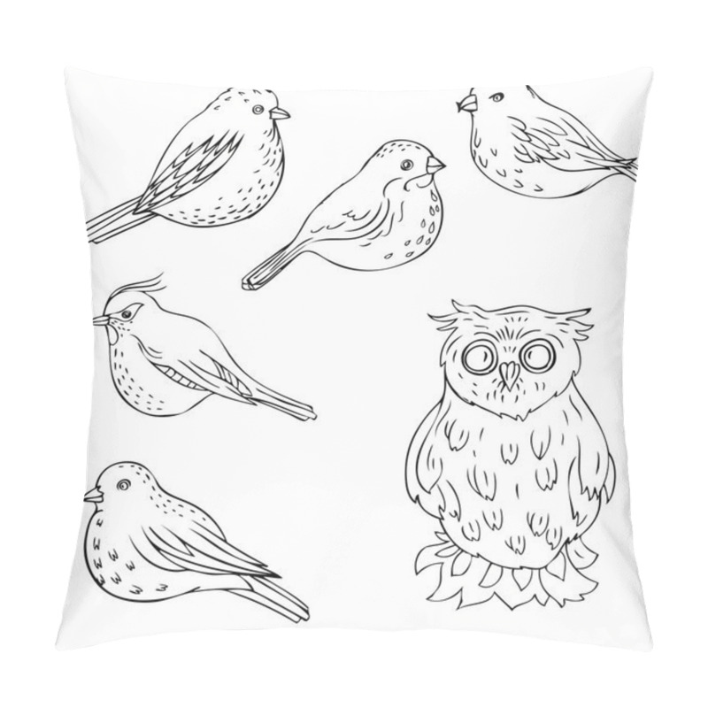 Personality  vector hand drawn birds pillow covers