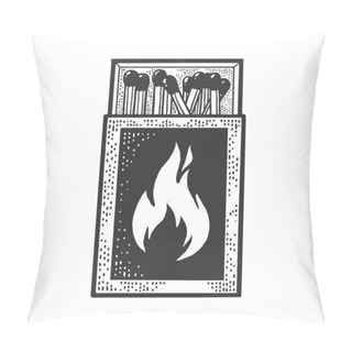 Personality  Matchbox With Matches Sketch Engraving Vector Illustration. T-shirt Apparel Print Design. Scratch Board Imitation. Black And White Hand Drawn Image. Pillow Covers