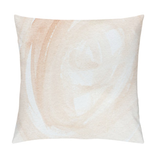 Personality  Close Up Of Abstract Brown Watercolor Painting On White Paper Pillow Covers