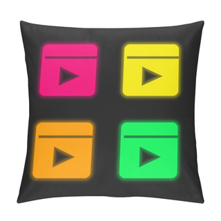 Personality  Animation Four Color Glowing Neon Vector Icon Pillow Covers