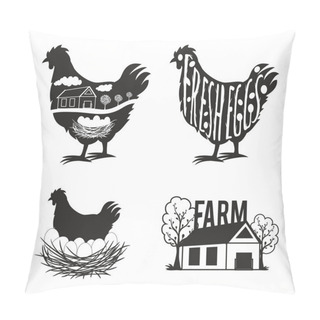 Personality  Set Of Chicken Farm Labels Pillow Covers