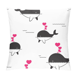 Personality  Vector Seamless Pattern With Whale And Hearts. Pillow Covers