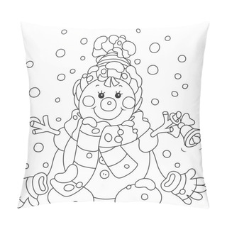 Personality  Christmas Snowman With A Bell Pillow Covers