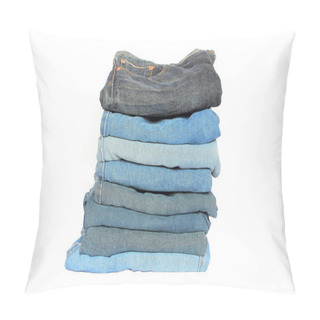 Personality  Stack Of Blue Denim Clothes  Pillow Covers