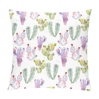 Personality  Watercolor Cactus Seamless Pattern Pillow Covers
