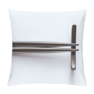 Personality  Top View Of Black Chopsticks Isolated On White, Close-up View Pillow Covers