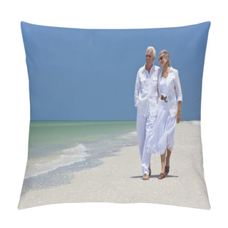 Personality  Happy Senior Couple Dancing Walking On A Tropical Beach Pillow Covers
