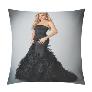 Personality  Woman In Black Ball Gown Dress. Pillow Covers