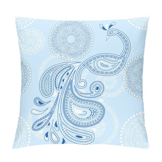 Personality  Vector Peacock On Seamless Snowflakes Background Pillow Covers