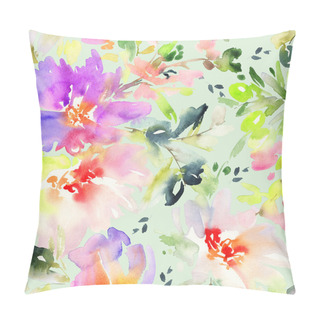 Personality  Seamless Pattern With Flowers Watercolor. Pillow Covers