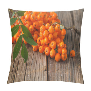 Personality  Bunch Of Red Rowan With Green Leaves Pillow Covers