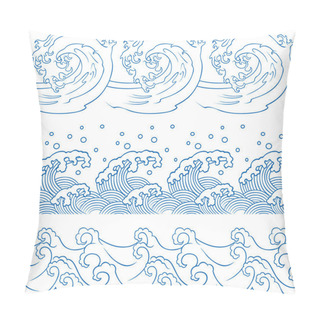 Personality  Seamless Ocean Wave Symbol Pattern Pillow Covers