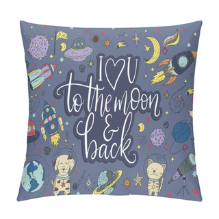 Personality  Handdrawn Lettering Quote With Galaxy Illustrations. Pillow Covers