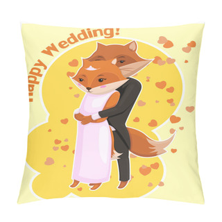 Personality  Cartoon Postcard For Wedding With Cute Foxes Pillow Covers