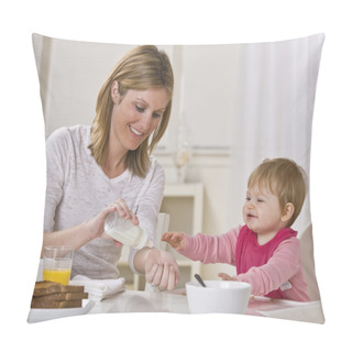 Personality  Mother And Daughter Eating Breakfast Pillow Covers