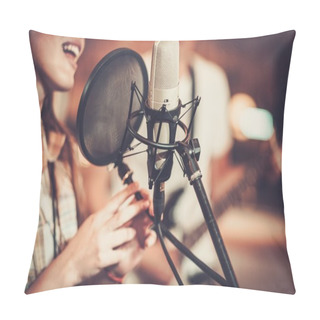 Personality  Woman Singer In A Recording Studio  Pillow Covers