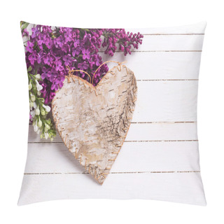 Personality  Lilac Flowers And Decorative Heart Pillow Covers