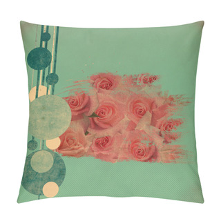 Personality  Retro Background With Circle, Stripes, Flowers Pillow Covers