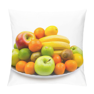 Personality  Close Up View Of Fresh Fruits On White Background Pillow Covers