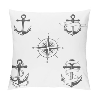 Personality  Set Of Vintage Patterns On Nautical Theme. Icons And Design Elements. Pillow Covers
