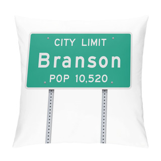 Personality  Vector Illustration Of The Branson City Limit Green Road Sign Pillow Covers