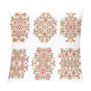 Personality  Set Of Fashion Mexican, Aztec, Native American Patterns. Navajo Elements Pillow Covers