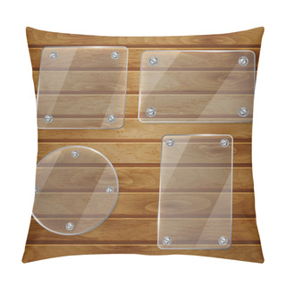Personality  Transparent Glass Plates On Wooden Planks Pillow Covers